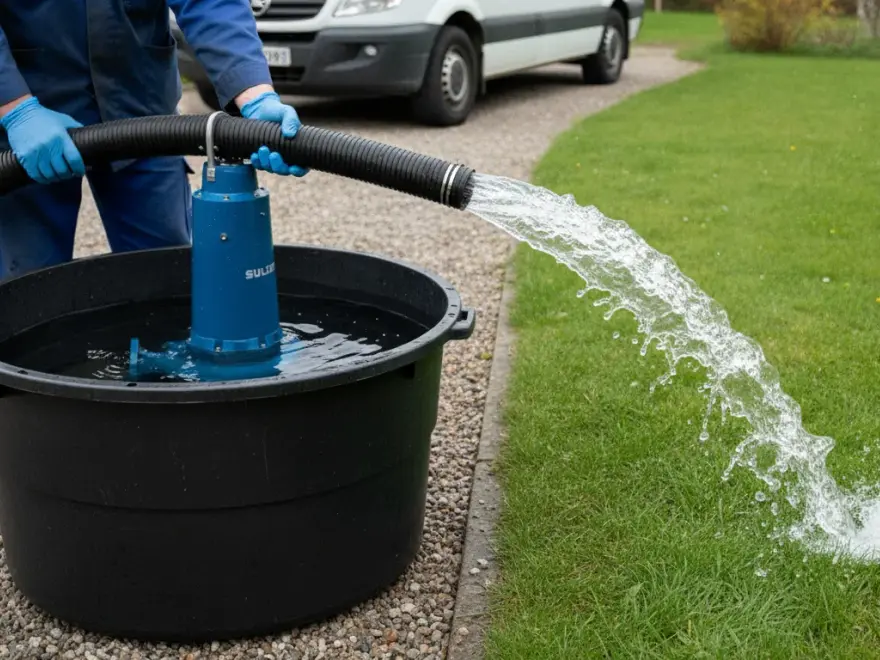 Pompe de relevage eaux usées à Nogent-sur-Oise : test de la pompe de relevage hors de la cuve (illustration)
